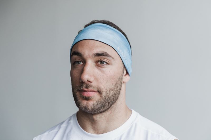 Nobull 4" Tie-Dye Men's Headband Blue | 85906BJCZ