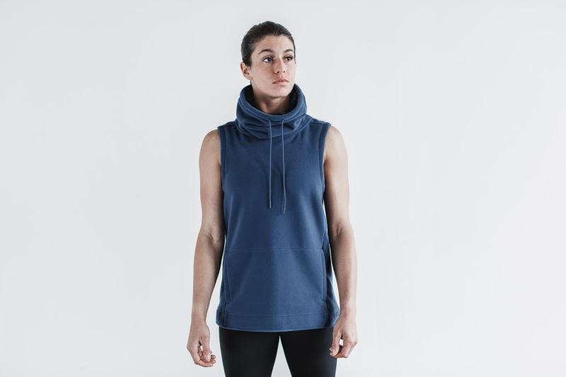 Nobull Arctic Sleeveless Cowl Women's Hoodie Blue | 61407FQWN