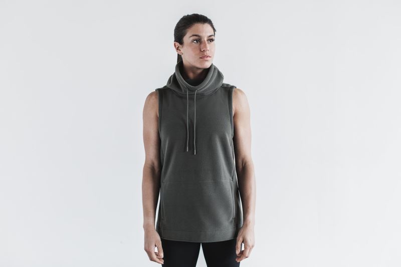 Nobull Arctic Sleeveless Cowl Women's Hoodie Dark Grey | 87016MCDT