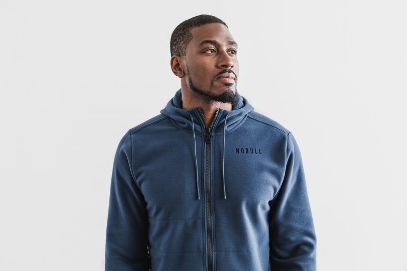 Nobull Arctic Zip-Up Men's Jackets Blue | 38147VCBI