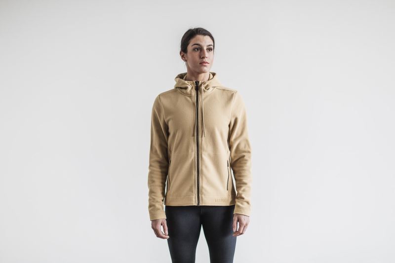 Nobull Arctic Zip-Up Women's Jackets Beige | 20816OMWT