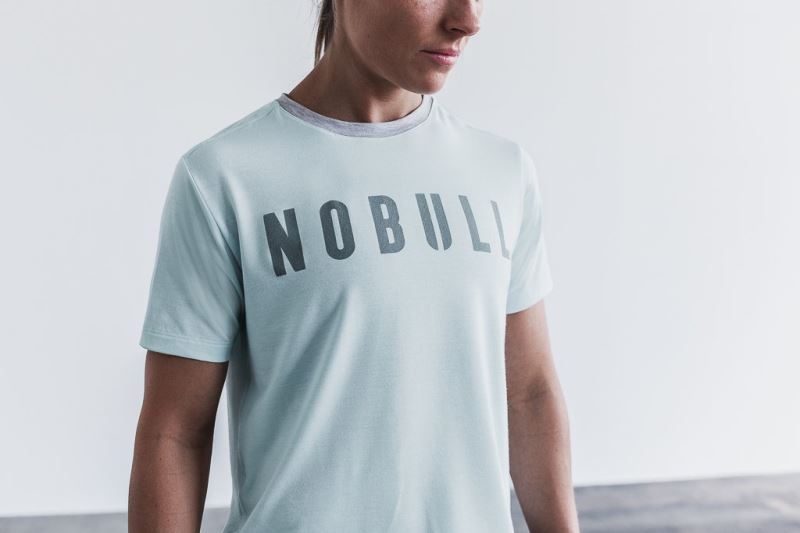 Nobull Boxy Women's T Shirts Blue | 80254HQGN