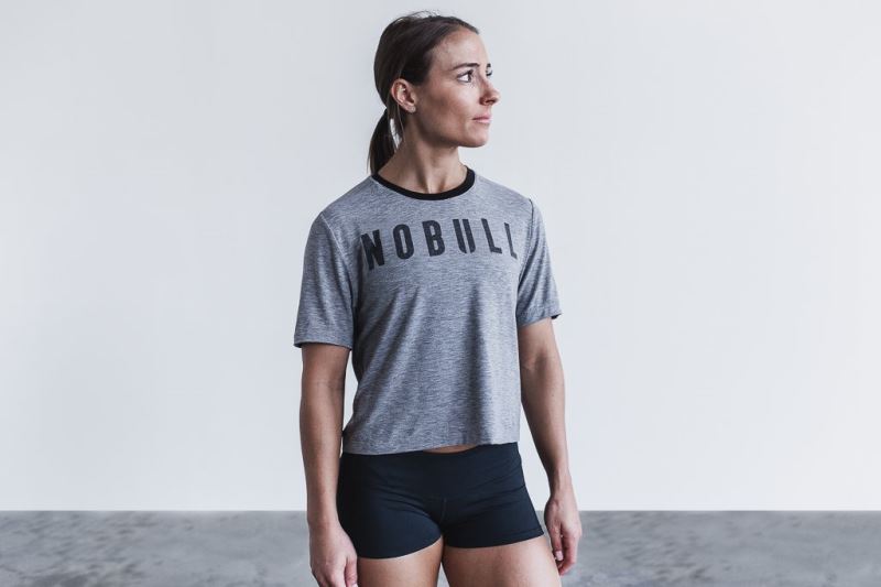 Nobull Boxy Women's T Shirts Grey | 03845LKQH