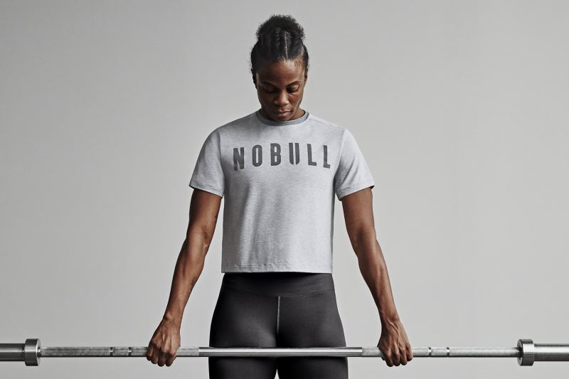 Nobull Boxy Women's T Shirts Grey | 91587JKDF