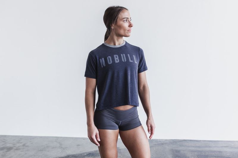 Nobull Boxy Women's T Shirts Navy | 57812WHRS