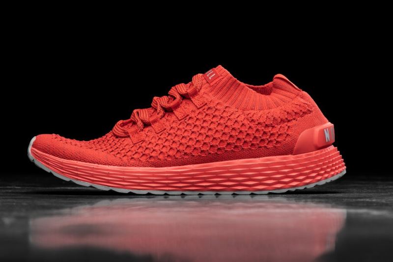 Nobull Bright Reflective Knit Men's Running Shoes Red | 61295IGMJ