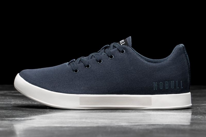 Nobull Canvas Men's Trainers Navy White | 75069RKIC