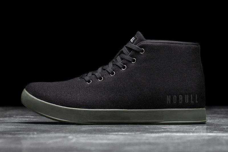 Nobull Canvas Mid Men's Trainers Black Dark Green | 90528FWEX