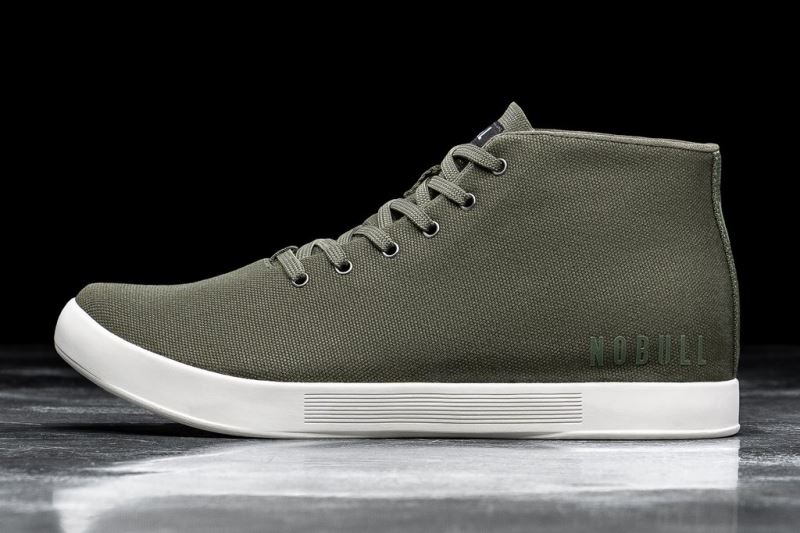 Nobull Canvas Mid Men's Trainers Dark Green White | 09517GVFM