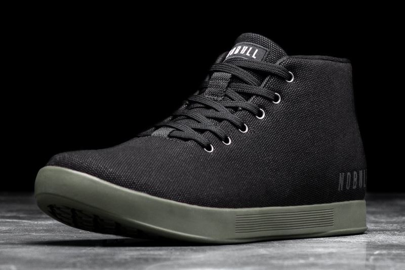 Nobull Canvas Mid Women's Trainers Black Dark Green | 80419HPXJ