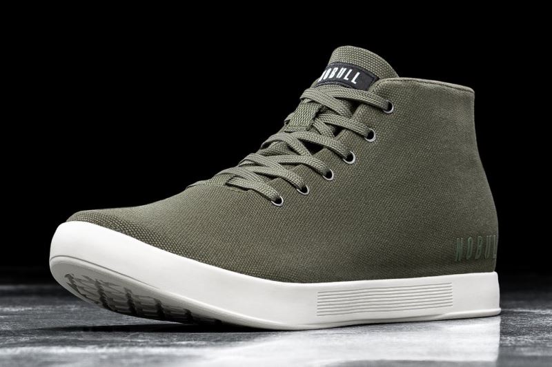 Nobull Canvas Mid Women's Trainers Dark Green White | 96125IZFD