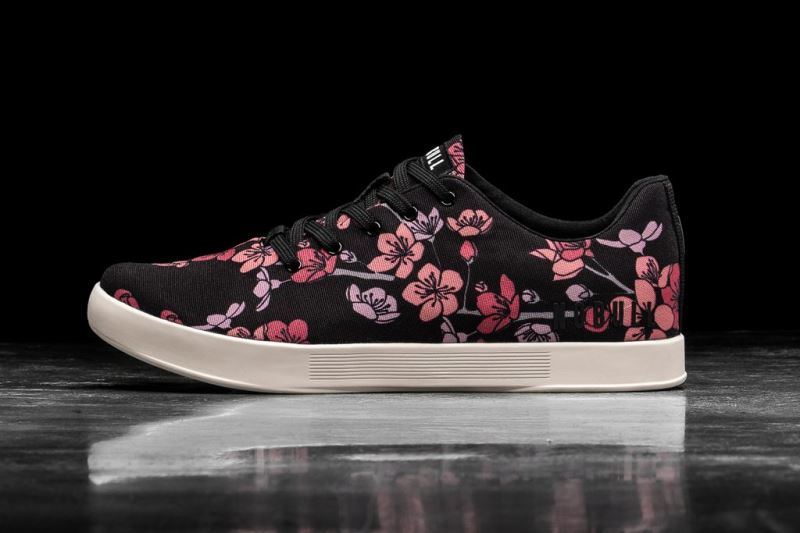 Nobull Cherry Blossom Canvas Men's Trainers Black Pink | 86512RGXU