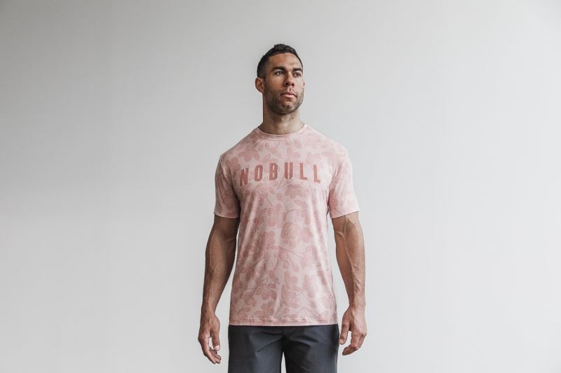 Nobull Cherry Blossom Men's T Shirts Rose Pink | 47056CUWI