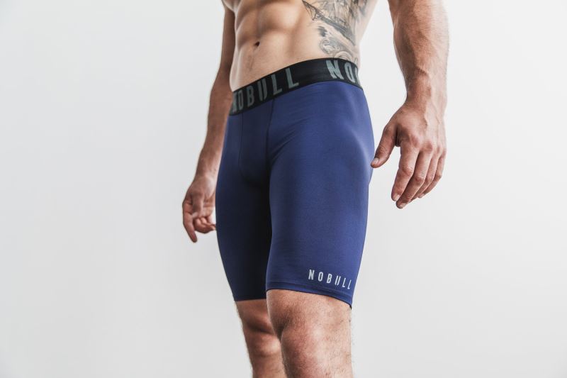 Nobull Compression 9" Men's Shorts Navy | 18437RCMO