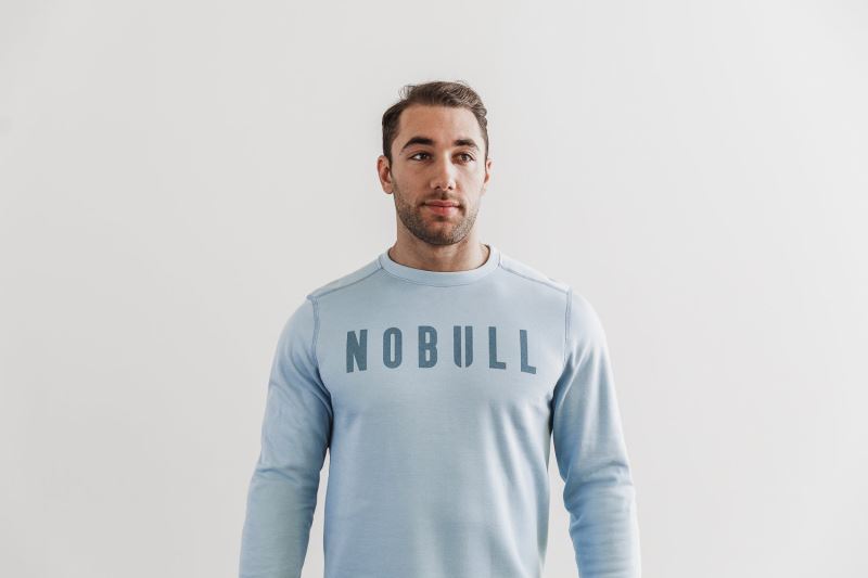 Nobull Crew Men's Sweatshirt Blue | 68245RWUI