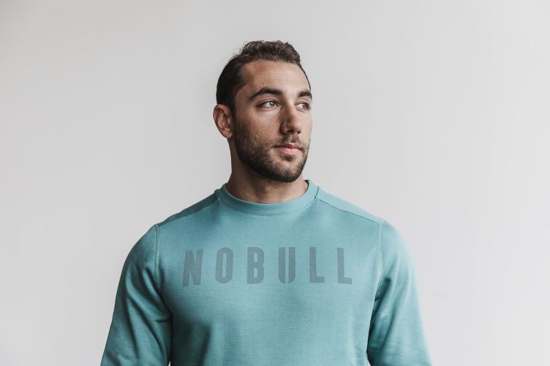 Nobull Crew Men's Sweatshirt Blue | 87690CZAM