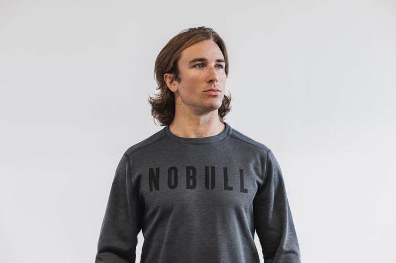 Nobull Crew Men's Sweatshirt Deep Grey | 39710LXQY