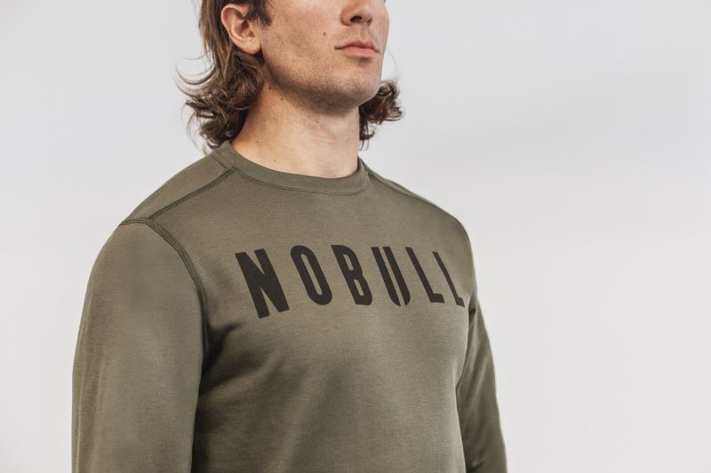 Nobull Crew Men's Sweatshirt Green | 59723HDLB