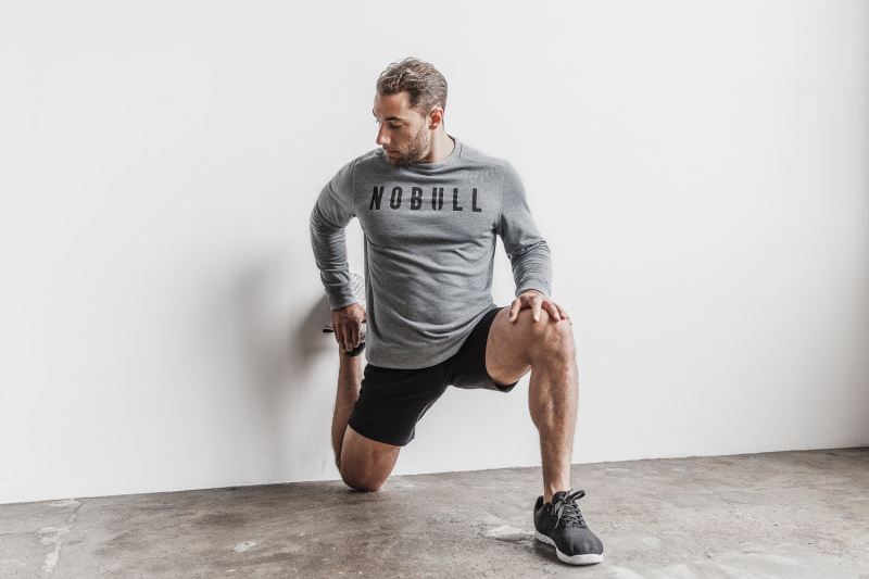 Nobull Crew Men's Sweatshirt Grey | 39561REMF