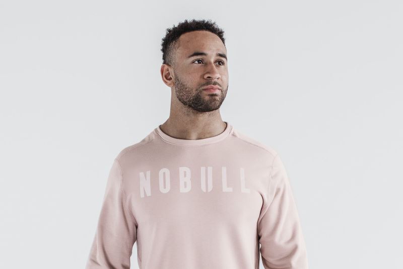 Nobull Crew Men's Sweatshirt Rose | 08295SJVI