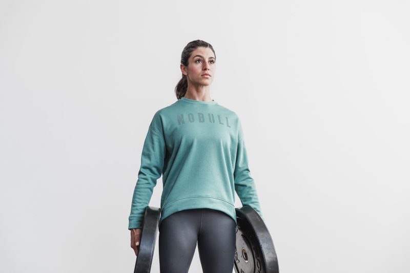 Nobull Crew Women's Sweatshirt Blue | 38150EPHO