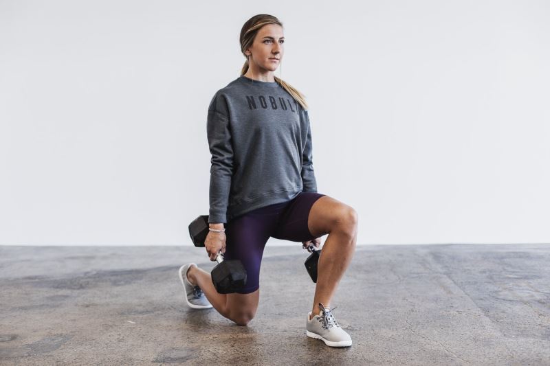 Nobull Crew Women's Sweatshirt Deep Grey | 15432PRLZ