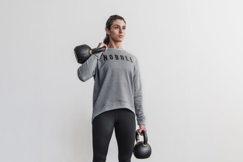 Nobull Crew Women's Sweatshirt Grey | 57840ITSR