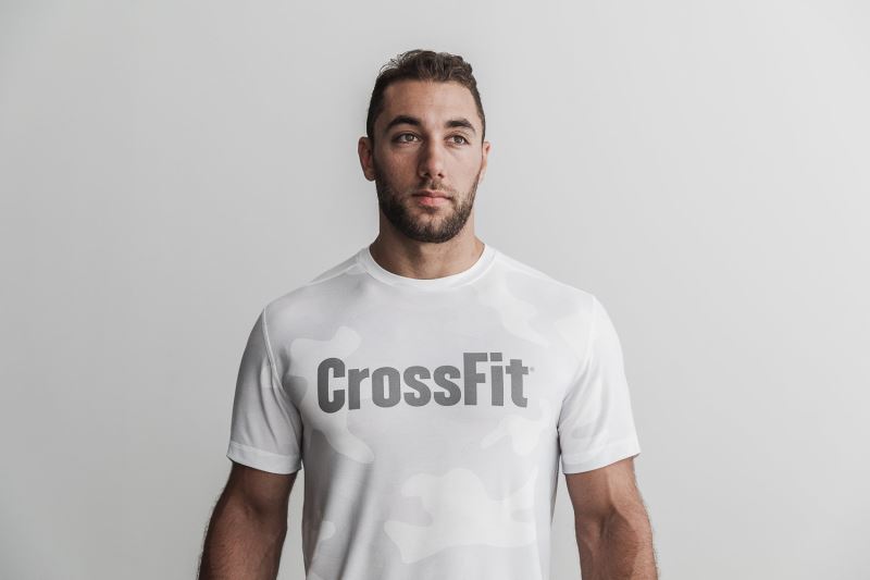 Nobull Crossfit Camo Men's T Shirts White | 65183NOIV