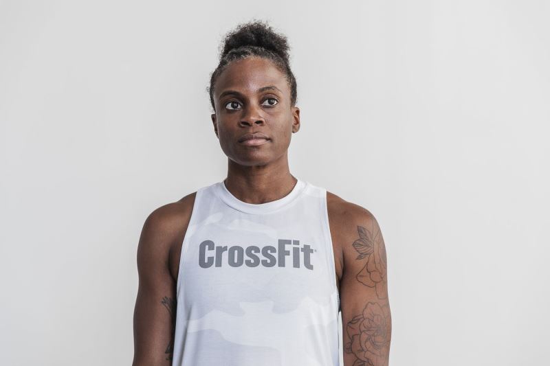 Nobull Crossfit High-Neck Camo Women's Tanks White | 51079QXGV