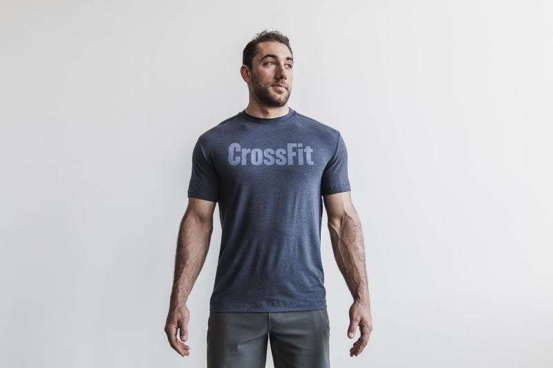 Nobull Crossfit Men's T Shirts Navy | 67245REAI