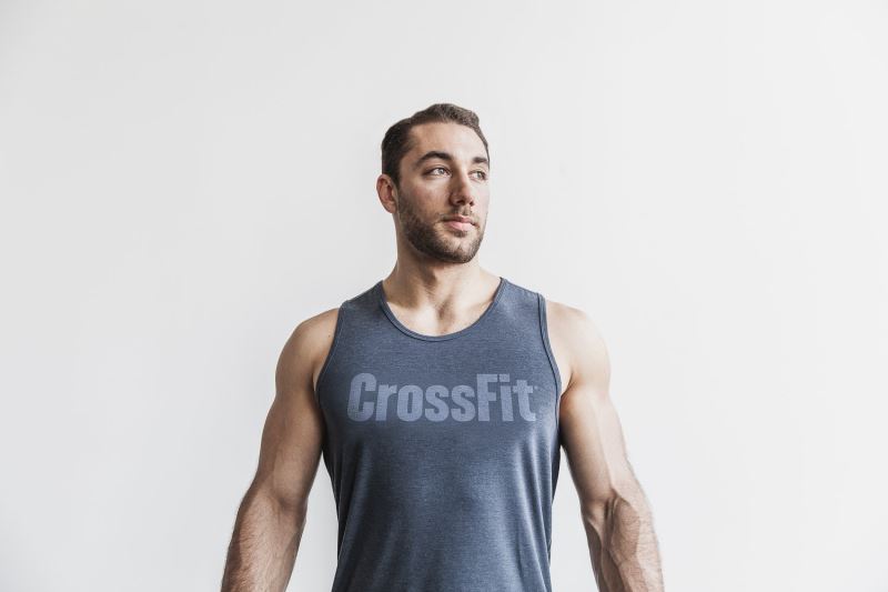 Nobull Crossfit Men's Tanks Navy | 58103EVXW