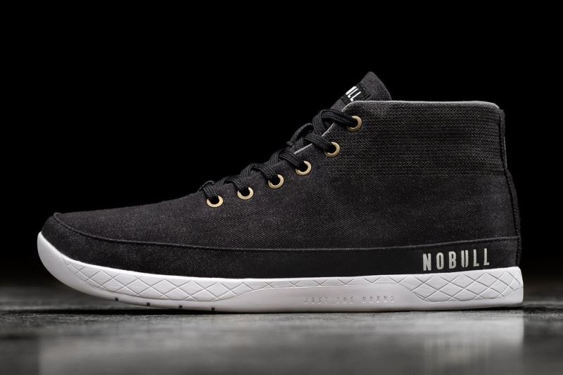 Nobull Denim Canvas Mid Men's Trainers Black | 17952PKUR