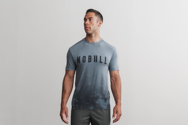 Nobull Dip-Dye Men's T Shirts Dary Grey | 63104QFED