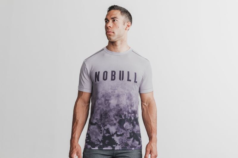 Nobull Dip-Dye Men's T Shirts Purple | 83604PVWM