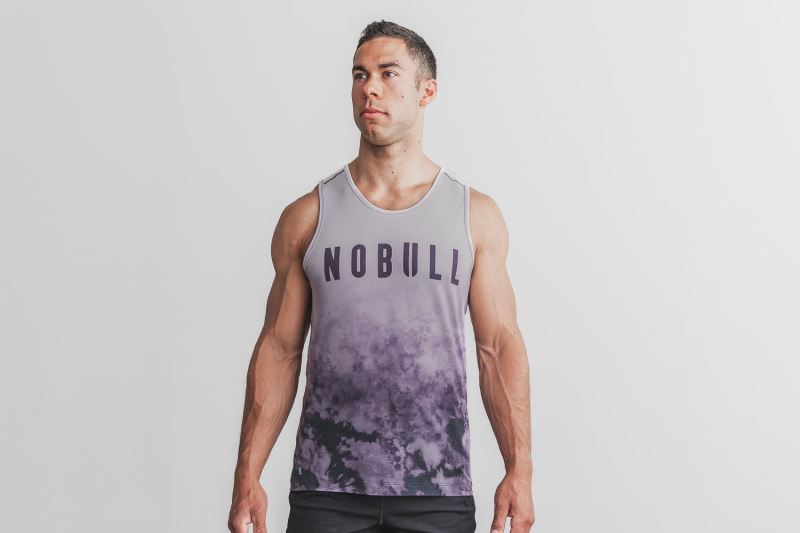 Nobull Dip-Dye Men's Tanks Purple | 64013CMSY