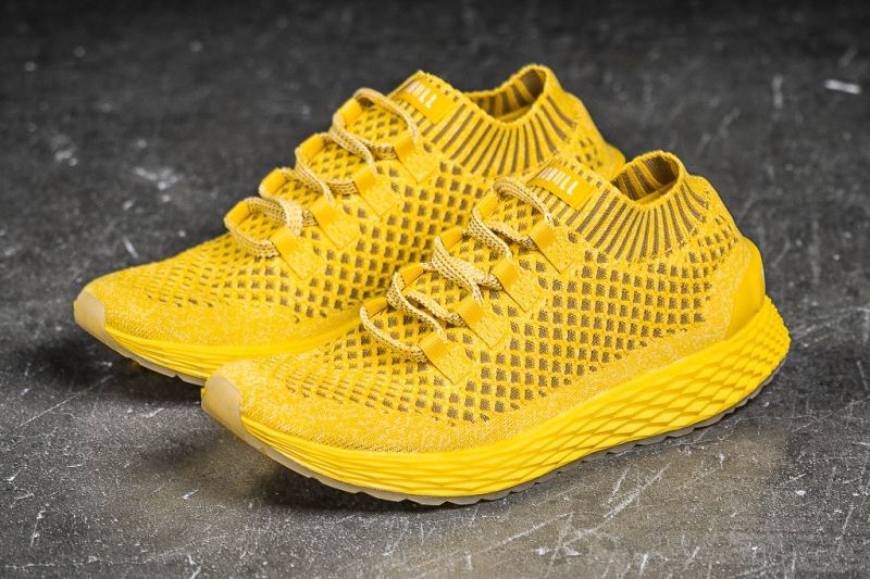 Nobull Drop Knit Men's Running Shoes Lemon | 34702EOQM