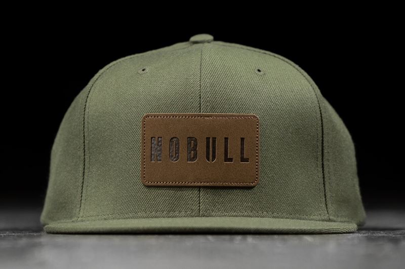 Nobull Flat-Brim Snapback Men's Hats Olive | 02651DKST