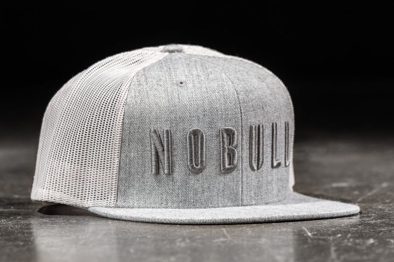 Nobull Flat-Brim Trucker Men's Hats Grey | 70286QHMG