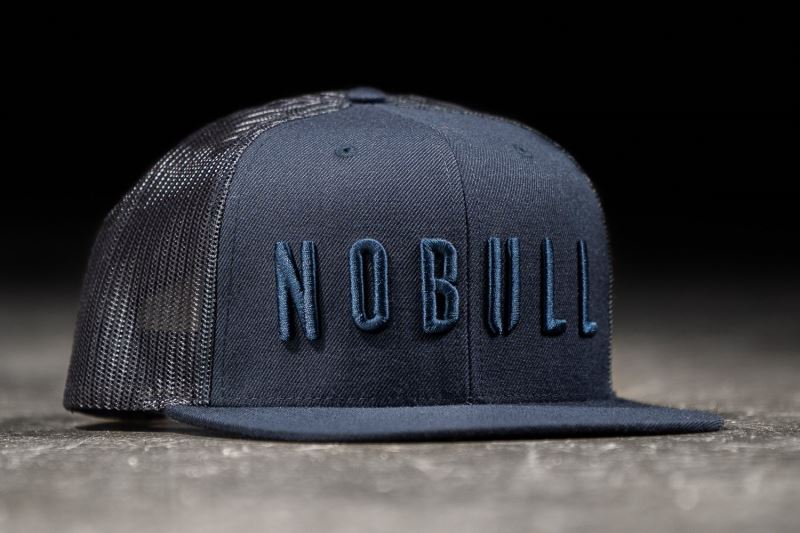 Nobull Flat-Brim Trucker Men's Hats Navy | 84391QGHI