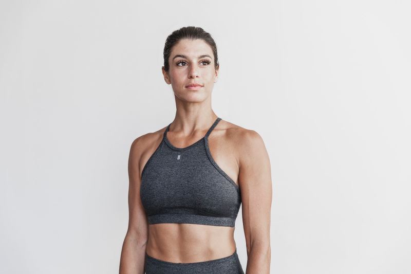 Nobull Halter Matte Women's Sports Bra Grey | 10249ETGD