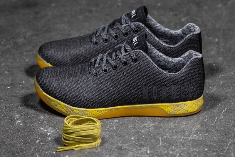 Nobull Heather Men's Trainers Black Yellow | 58307NPMI