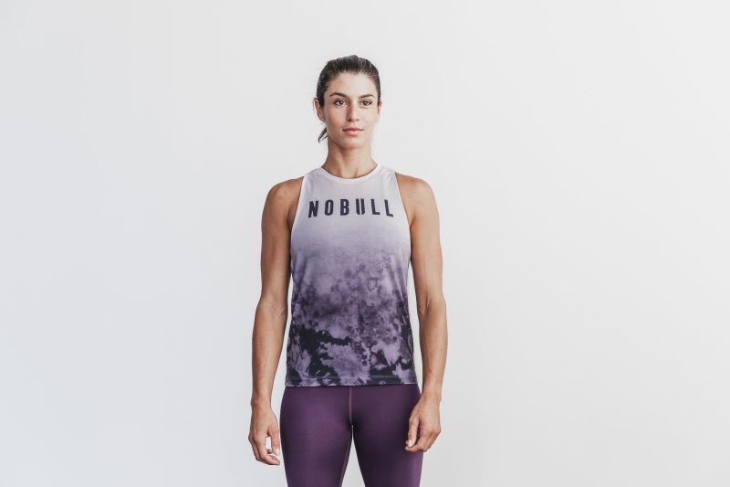 Nobull High-Neck Dip-Dye Women's Tanks Purple | 35287YWQK