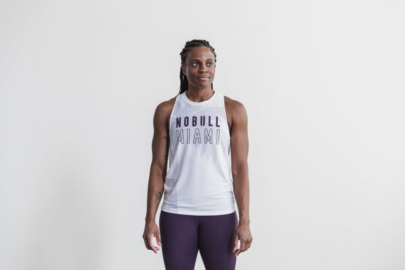 Nobull High-Neck Miami Palm Women's Tanks Purple | 58017FPEO