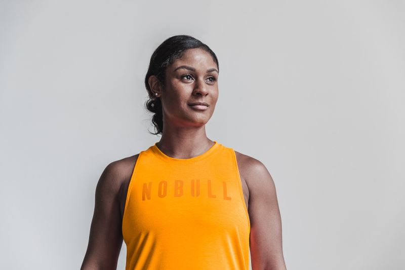 Nobull High-Neck Neon Women's Tanks Orange | 21536FMLG