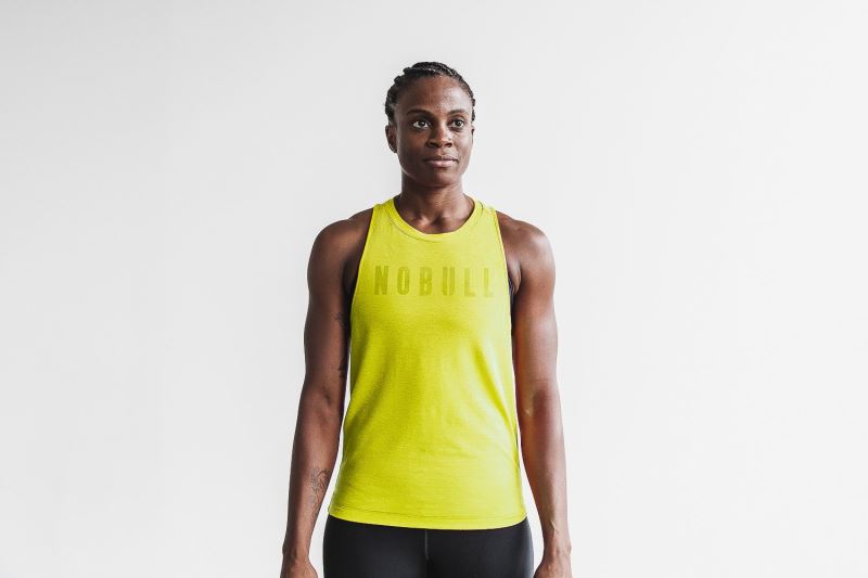 Nobull High-Neck Neon Women's Tanks Yellow | 17345YTXR