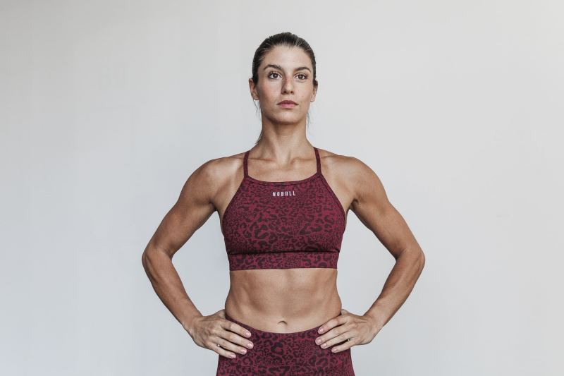 Nobull High-Neck Plush Heather Women's Sports Bra Leopard | 10632GNFW