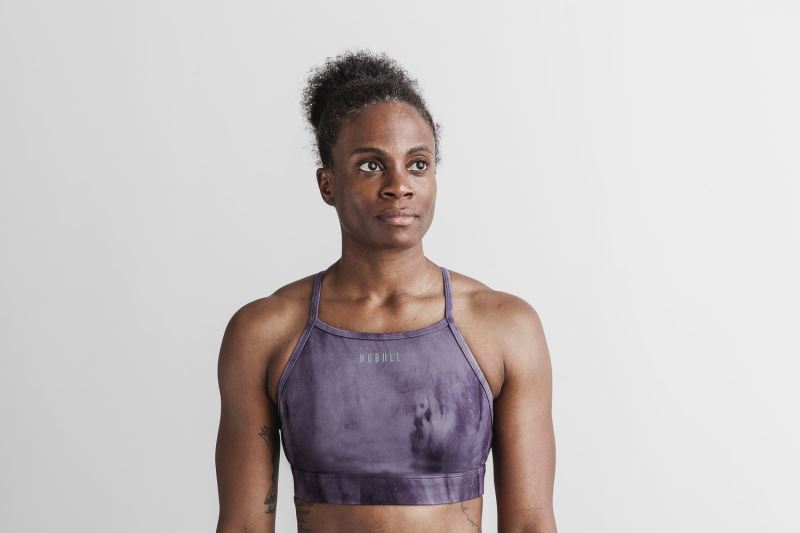 Nobull High-Neck Tie-Dye Women's Sports Bra Purple | 74390PDRU