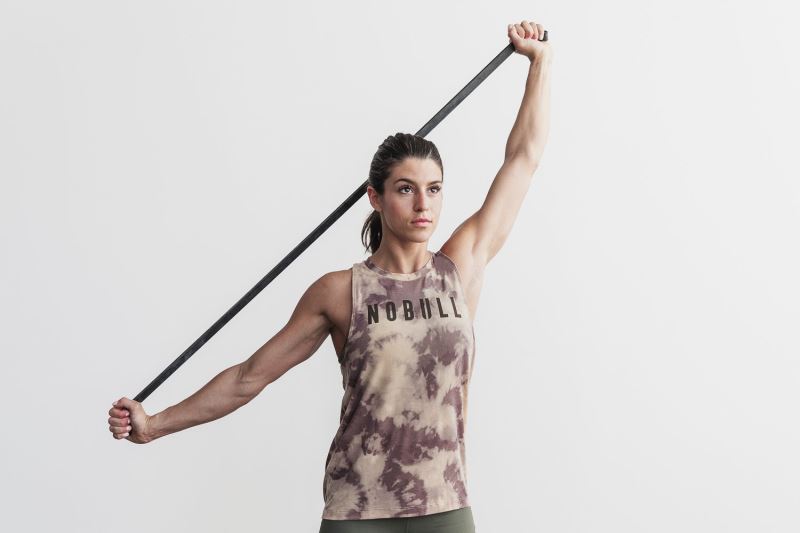 Nobull High-Neck Tie-Dye Women's Tanks Brown | 61430OGWK