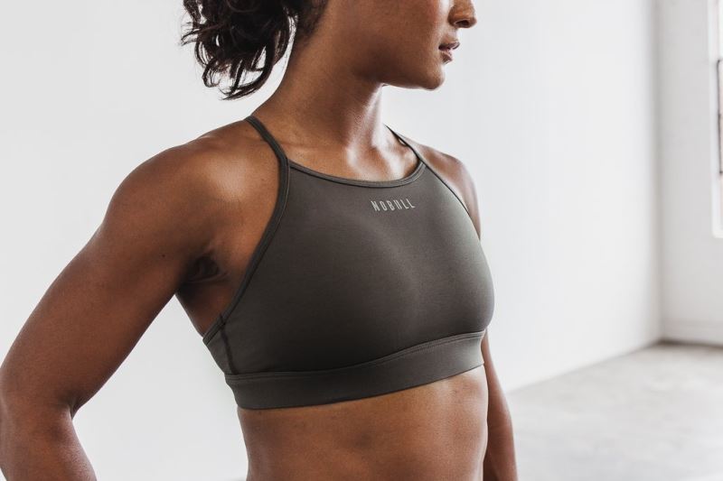 Nobull High-Neck Women's Sports Bra Dark Grey | 29543WNHG