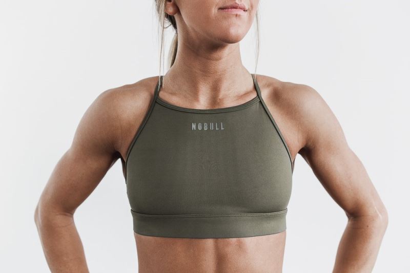 Nobull High-Neck Women's Sports Bra Green | 04953PCFO